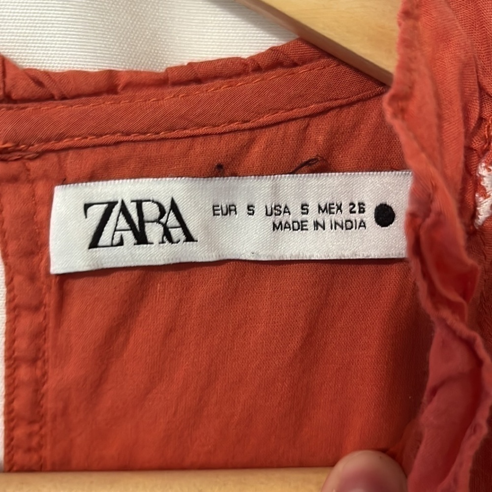 Zara Orange Long Sleeve Dress a132 - Picture 2 of 3